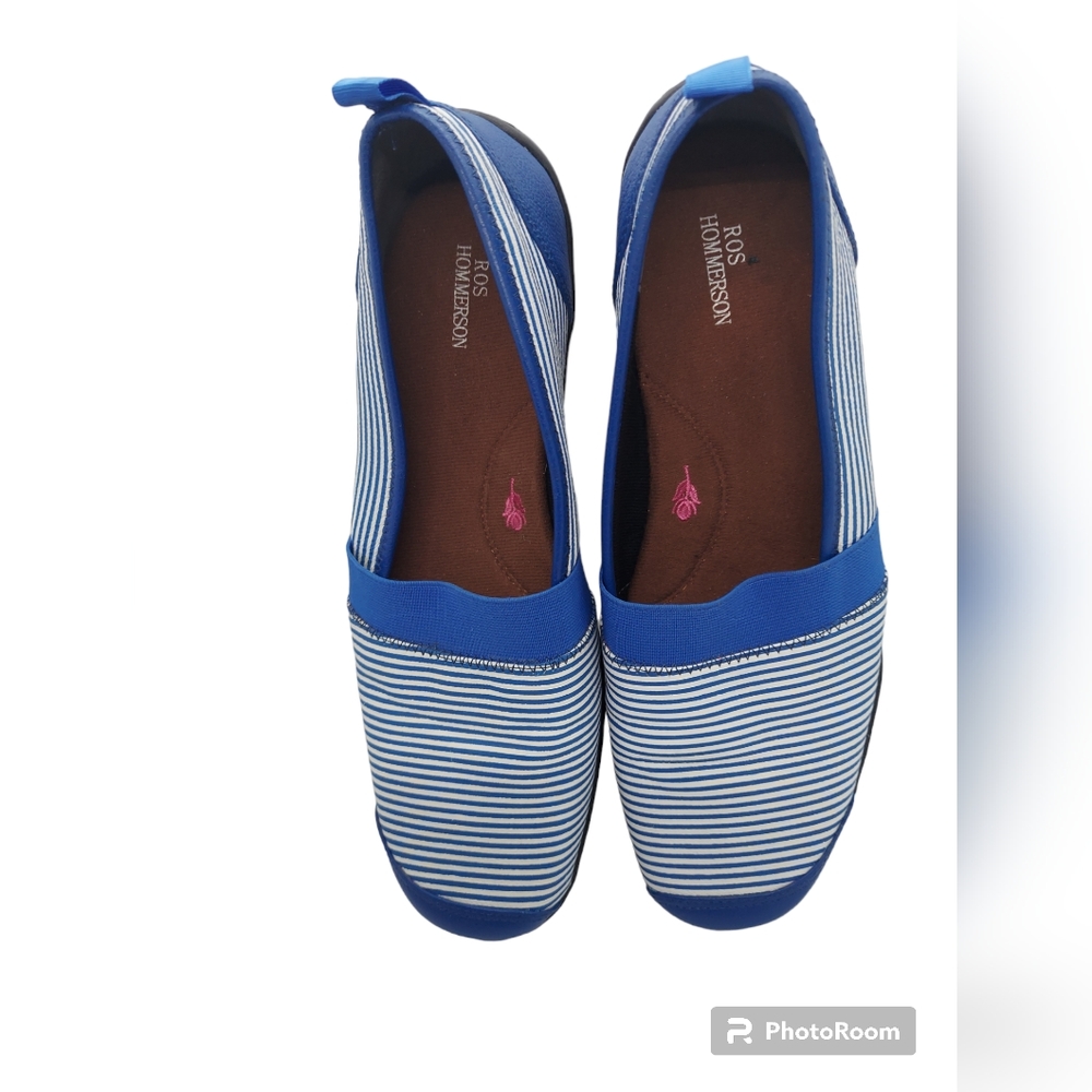 Ros Hommerson Carol Blue/White Striped Loafer - Picture 2 of 12